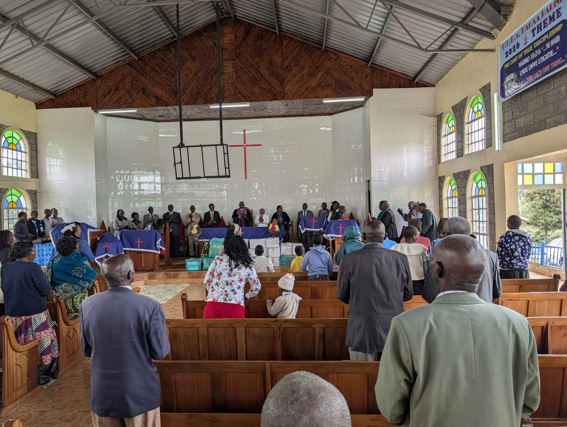 The parish gathered for the delivery ceremony and celebration.